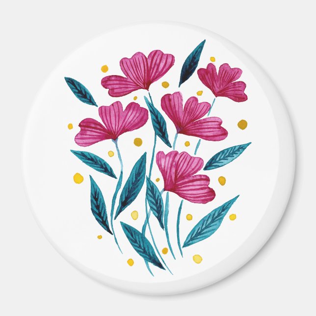 Cute floral bouquet - magenta and teal magnet (Front)