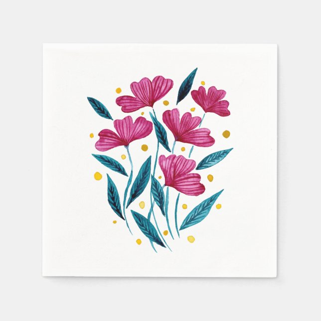 Cute floral bouquet - magenta and teal napkin (Front)