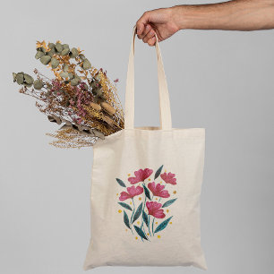 Cute floral bouquet - magenta and teal tote bag