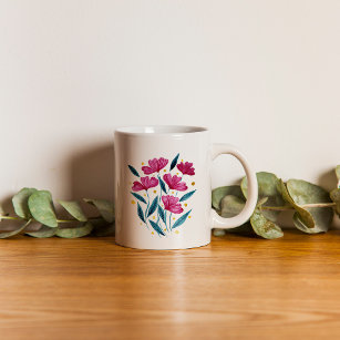 Cute floral bouquet - magenta and turquoise coffee mug