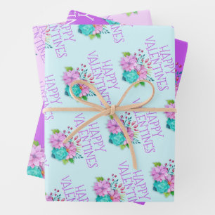 Cute Floral Bouquet Valentine's Day Wrapping Paper Sheet