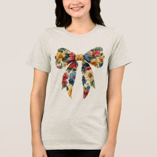 Cute Floral Bow Pattern Girly Graphic Tee