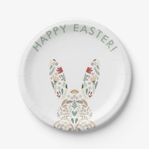 Cute Floral Bunny Easter Brunch Paper Plate