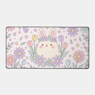 Cute Floral Bunny Pastel Desk Mat
