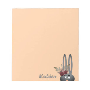 Cute Floral Bunny Pastel Personalised Easter Notepad