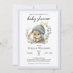 Cute Floral Bunny Rabbit Invitation