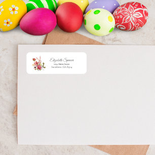 Cute Floral Bunny Rabbit Return Address