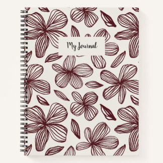 Cute Floral Burgundy Monogram  Notebook