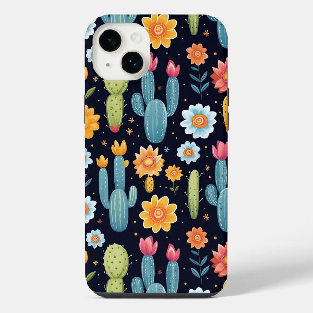 Cute Floral Cactus Pattern iPhone Case (Back)