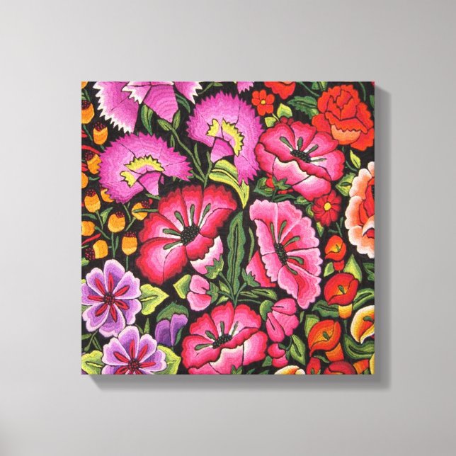 Cute floral canvas.Flowers, Mexican style Canvas Print (Front)