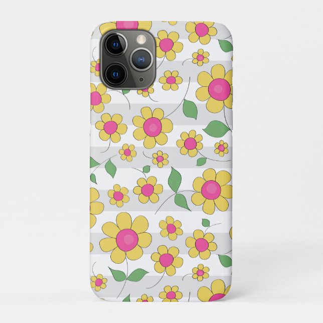 Cute floral cartoon design yellow daisy doodles  Case-Mate iPhone case (Back)
