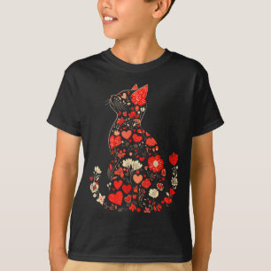 Cute Floral Cat Artwork Flower Cat Owners And Vale T-Shirt