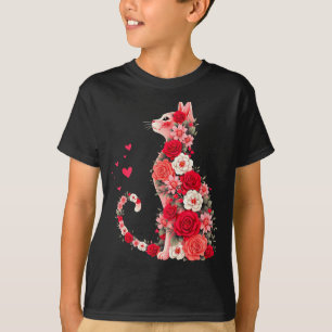 Cute Floral Cat Artwork Flower Cat Owners And Vale T-Shirt