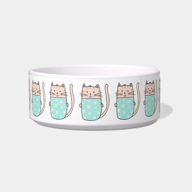 Cute Floral Cat Bowl (Front)