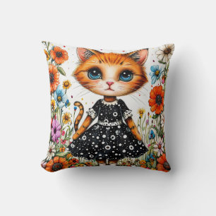 🐱🌸 Cute Floral Cat Cosy Decor Gift ✨ Cushion