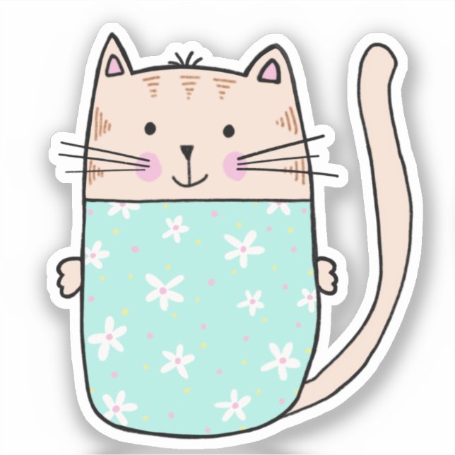 Cute floral cat illustration (Front)