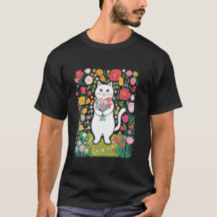 Cute Floral Cats for Florist Feline Owners Kitty L T-Shirt