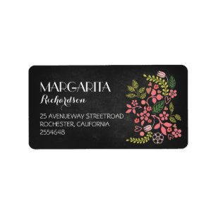 cute floral chalkboard wedding address labels