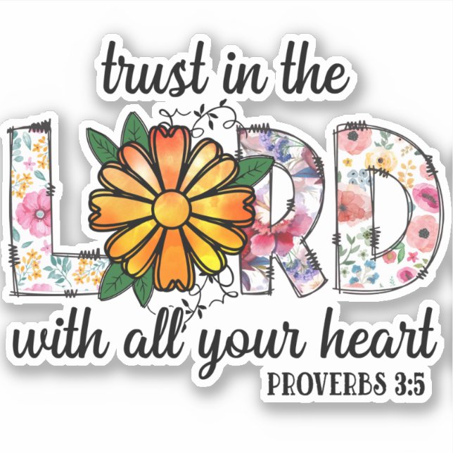 Cute Floral Christian Trust in the Lord (Front)