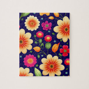 Cute Floral Colourful Flowers Jigsaw Puzzle
