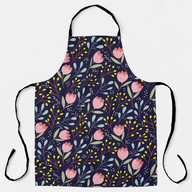 Cute Floral: Colourful Flowers Pattern. Apron (Front)
