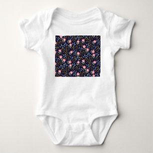 Cute Floral: Colourful Flowers Pattern. Baby Bodysuit
