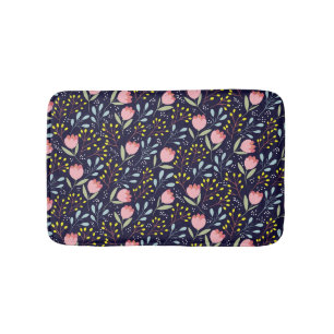 Cute Floral: Colourful Flowers Pattern. Bath Mat