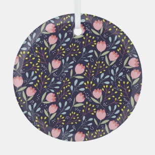 Cute Floral: Colourful Flowers Pattern. Glass Tree Decoration