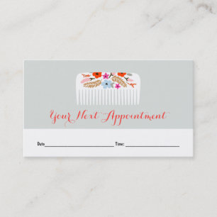 Cute Floral Comb Hair Salon Appointment Card