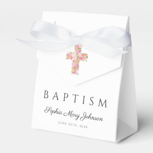 Cute Floral Cross Religious Baptism Favour Box