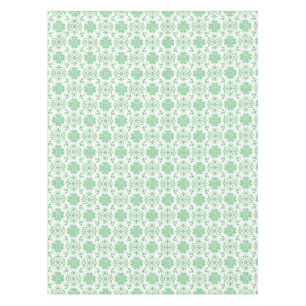 Cute Floral Damask Stylie Pattern Green and White Tablecloth