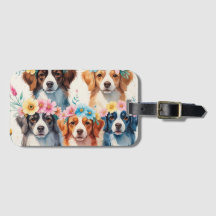 Cute Floral Dog Luggage Tag