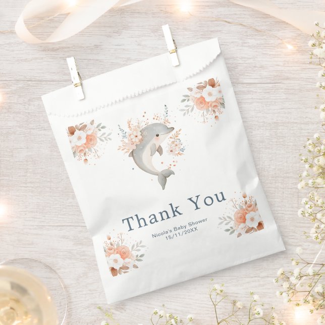 Cute Floral Dolphin Baby Shower  Favour Bags (Clipped)