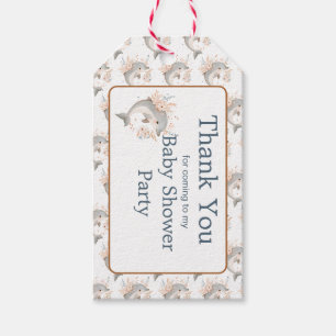 Cute Floral Dolphin Baby Shower Gift Tags
