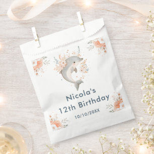 Cute Floral Dolphin Birthday Party Favour Bags