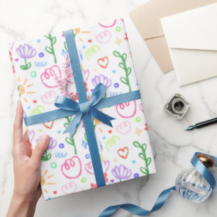 Cute Floral Doodle Wrapping Paper