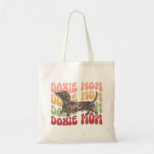 Cute Floral Doxie Mum Tote Bag