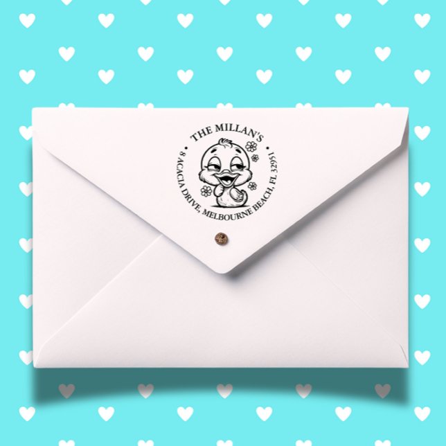 Cute Floral  Duck theme Self-inking Stamp (Personalize notes, crafts, and gifts effortlessly—add charm to every impression!)