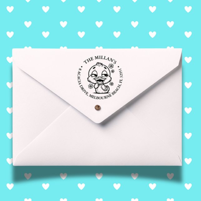 Cute Floral  Duck theme Self-inking Stamp (Brighten your day with a cute floral duck self-inking stamp)