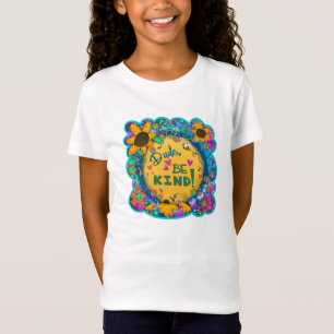 Cute Floral Dude Be Kind Teen Kindness Inspirivity T-Shirt