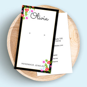 Cute Floral Earring Display Business Card