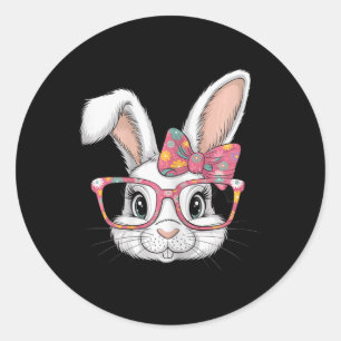 Cute Floral Easter Bunny Funny Easter Rabbit With Classic Round Sticker