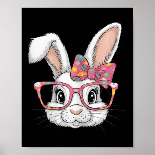 Cute Floral Easter Bunny Funny Easter Rabbit With Poster