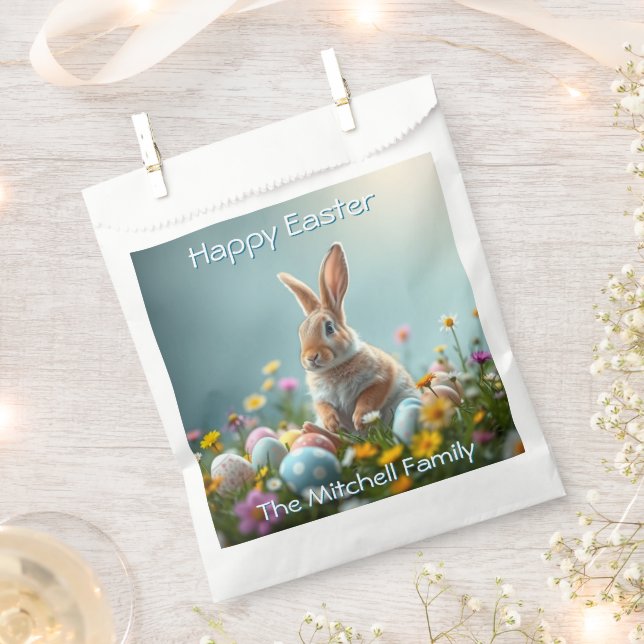 Cute Floral Easter Bunny Party Favour Bags (Clipped)