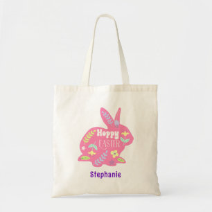 Cute Floral Easter Bunny Tote Bag