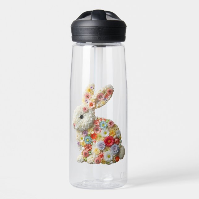 Cute,  floral Easter bunny Water Bottle (Front)