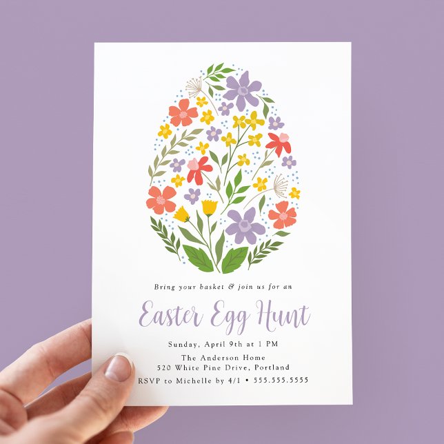 Cute Floral Easter Egg Hunt Invitation (Creator Uploaded)
