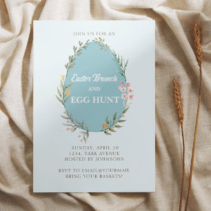Cute Floral Egg Easter Brunch Egg Hunt Invitation