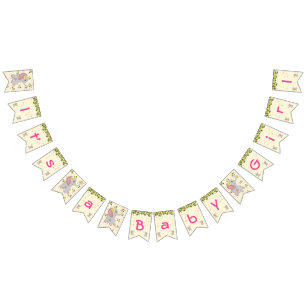 Cute Floral Elephant it's a Girl Baby Shower Bunting