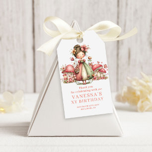 Cute Floral Fairy 8th Birthday Favour Gift Tags